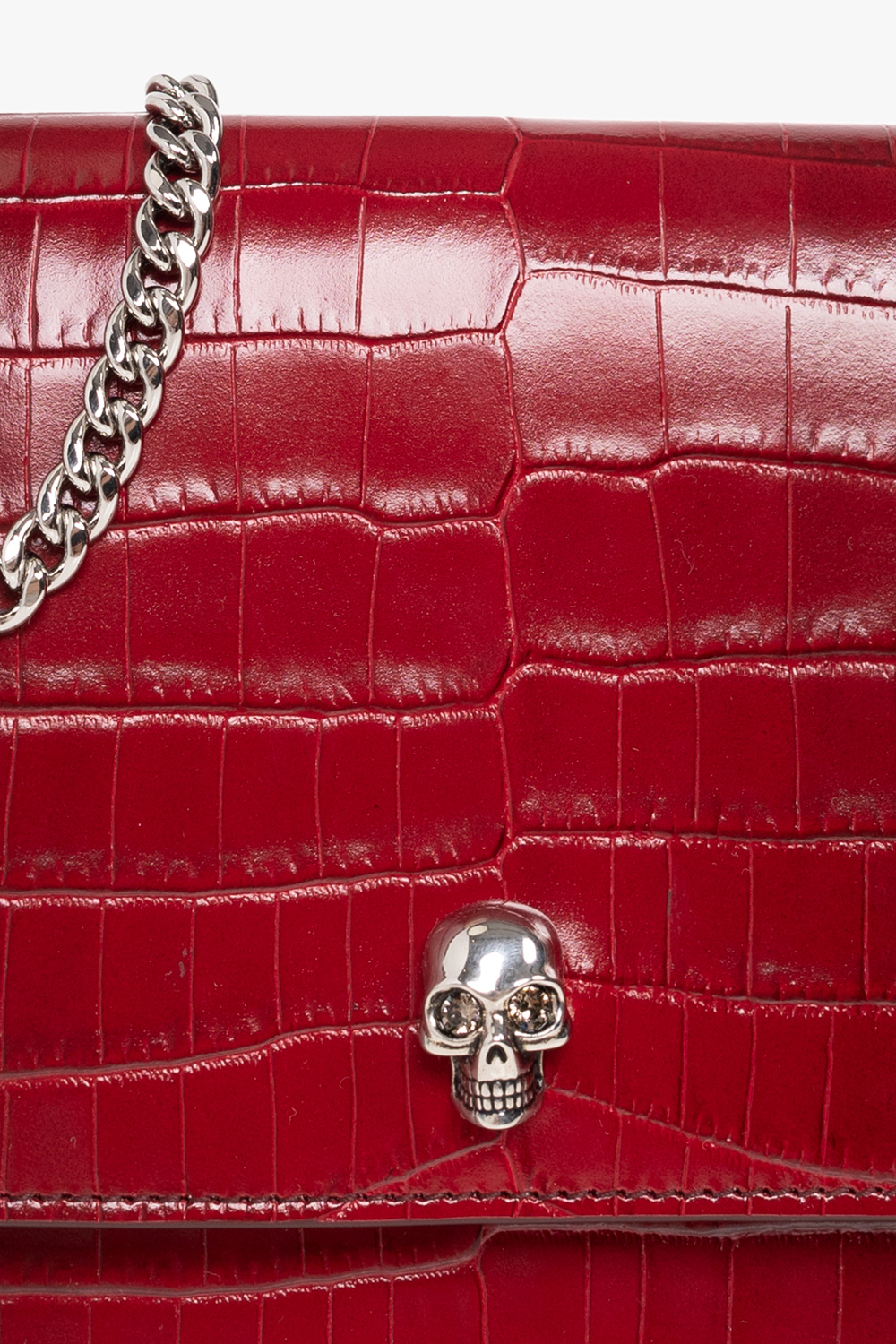 ALEXANDER MCQUEEN CLUTCH WITH RING HANDLE - Red 'Skull ALEXANDER MCQUEEN CLUTCH WITH RING HANDLE - Red 'Skull